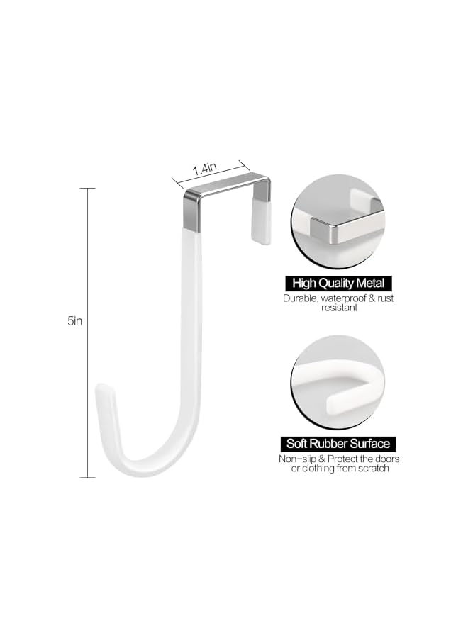 promass 4 Pack Over The Door Hook, Door Hooks, Rubber Surface Prevent Scratche Door Hanger Hooks for Bathroom, Living Room, Kitchen, Hanging Clothes, Towels, Bags(White) - Image 3