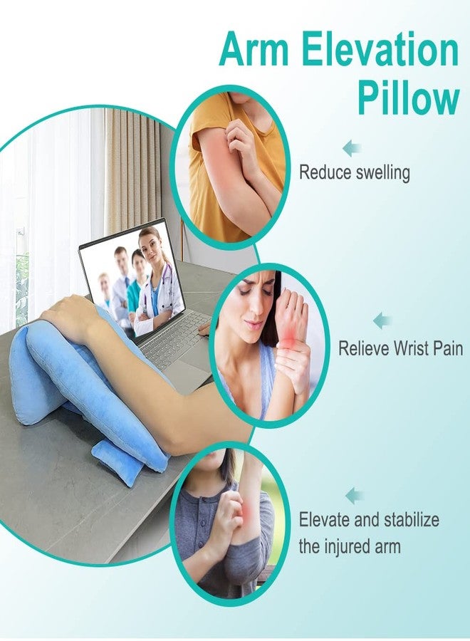 Zelen Arm Elevation Pillow Support Wedge with Mouse Wrist Pad Elevating Arm Medical Pillow Post Surgery Elevated Surgical Wedge Arm Pillows for Sleeping Wedge Foam Support Hand Elevator Arm - Image 3