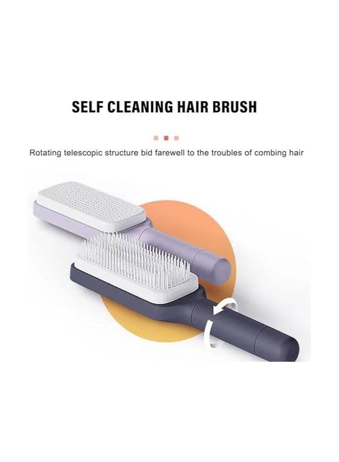 Self-Cleaning Hair Brush, Organic Without Pulling, Detangler, Rotating Design, Professional Brush for Wet, Dry Hair, Women, Men 1 Piece Random Color - Image 2