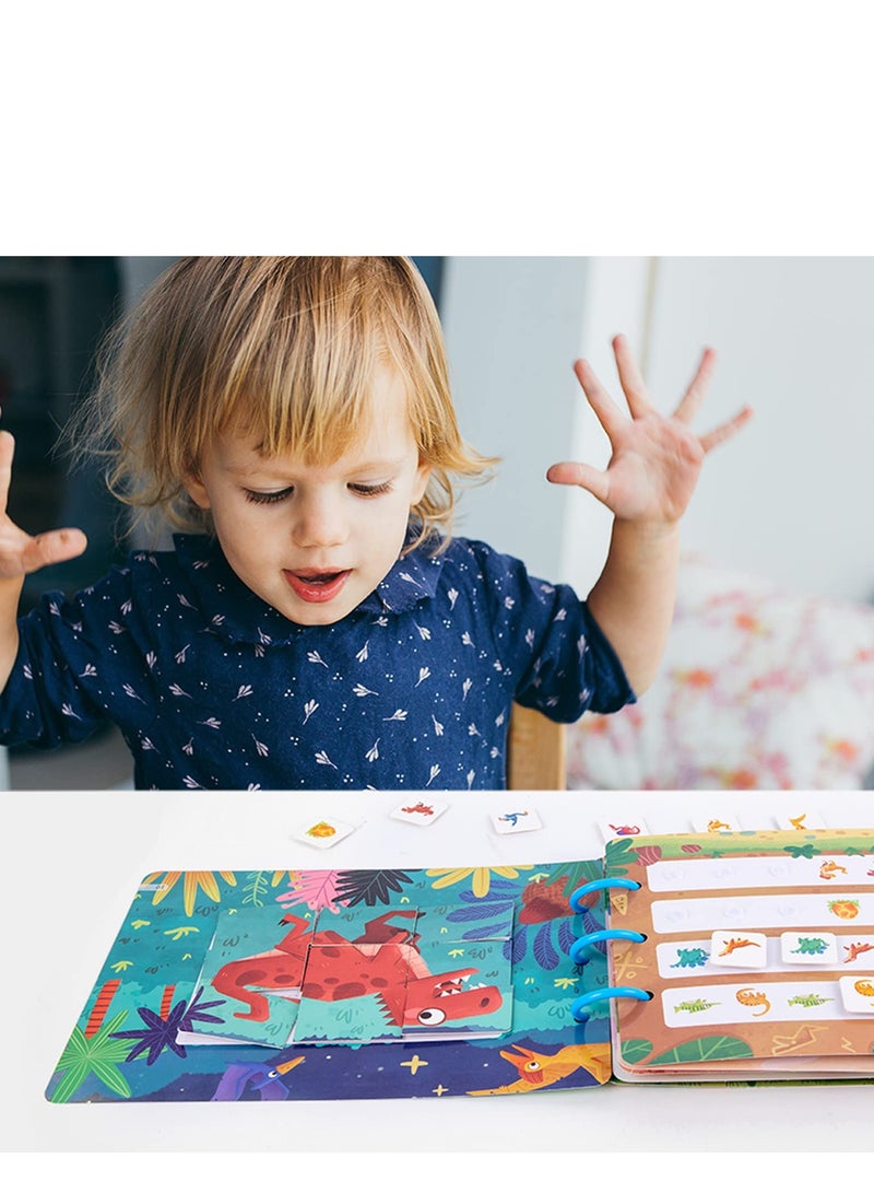 KASTWAVE Quiet Book for Young Children, 2 Pieces of Baby Early Education Scene Layout Sticker Puzzle Toy Dinosaur Animal Interactive Cognitive Book Suitable for Children to Develop Learning Skills  - Image 5