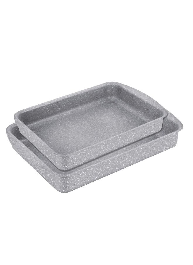 PARFAIT 2-Piece Natural Force Non-Stick Marble Roasting Pan Grey 47 X 7.5 X 31.5 Cm Rtam02B/Grey 
