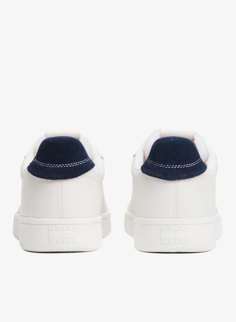 Tommy Jeans White Archive Court Leather Embossed Sneakers for Men | Best Price UAE