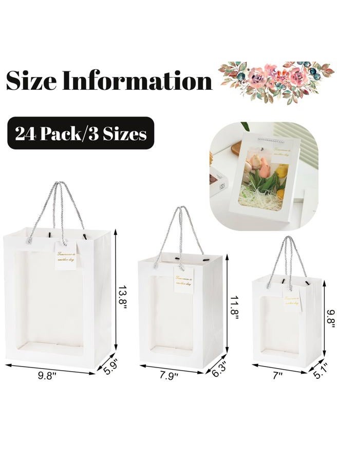 ZENFUN 24 Pack White Gift Bag with Handles, Gift Shopping Bags with Transparent Window, Paper Gifts Bags for Thanksgiving Christmas Birthday Wedding, Multisizes - Image 2