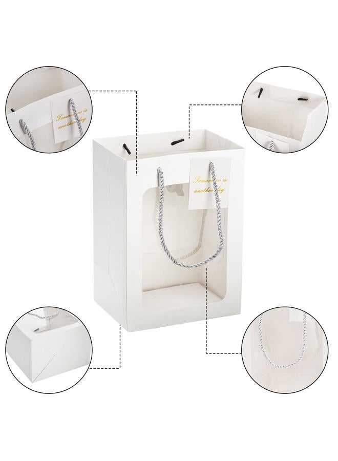 ZENFUN 24 Pack White Gift Bag with Handles, Gift Shopping Bags with Transparent Window, Paper Gifts Bags for Thanksgiving Christmas Birthday Wedding, Multisizes - Image 3