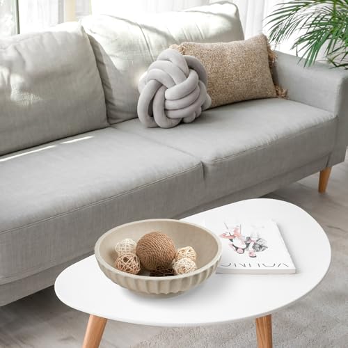 Deobath Large Decorative Bowl - Fruit Bowl for Kitchen Counter - Modern Decorative Bowl for Home Decor,Key Bowl for Entryway Table - Artificial Stone Beige - Image 2