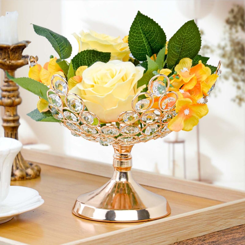 kolnlala 2Pcs Crystal Floral Candy Bowl/Decorative fruit plate - Elegant Metal Frame Centerpiece, Fruit Plate & Nut Tray for Home Decor, Holiday, Wedding, Party Table Decorations (2, Gold) - Image 1