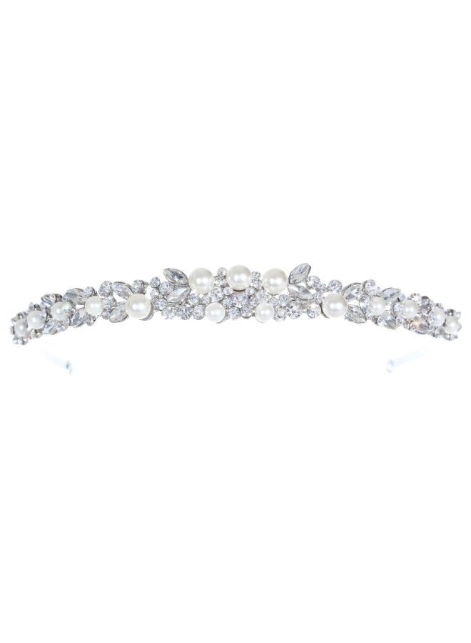 SAMKY Faux Pearl Floral Flower Crystal Headband Bridal Tiara T1040 - Image 4