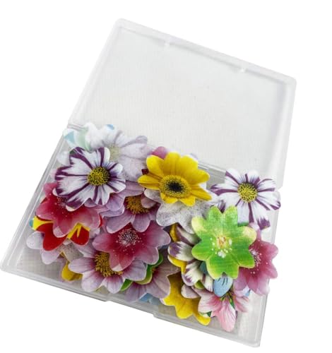 KOOTIPS Set of 48 Edible Mini Flower Cupcake Toppers Wedding Cake Birthday Party Food Decoration Mixed Size & Colour - Image 5