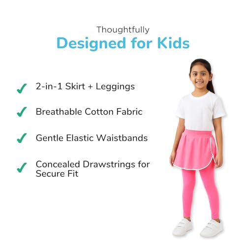 YouGotPlanB Skeggings for Girls | Pack of 1 | 2-in-1 Skirt with Attached Leggings | Cotton | Ages 4-16 Years | Comfort fit | Ideal for Sports & Play Bubblegum Pink - Image 3