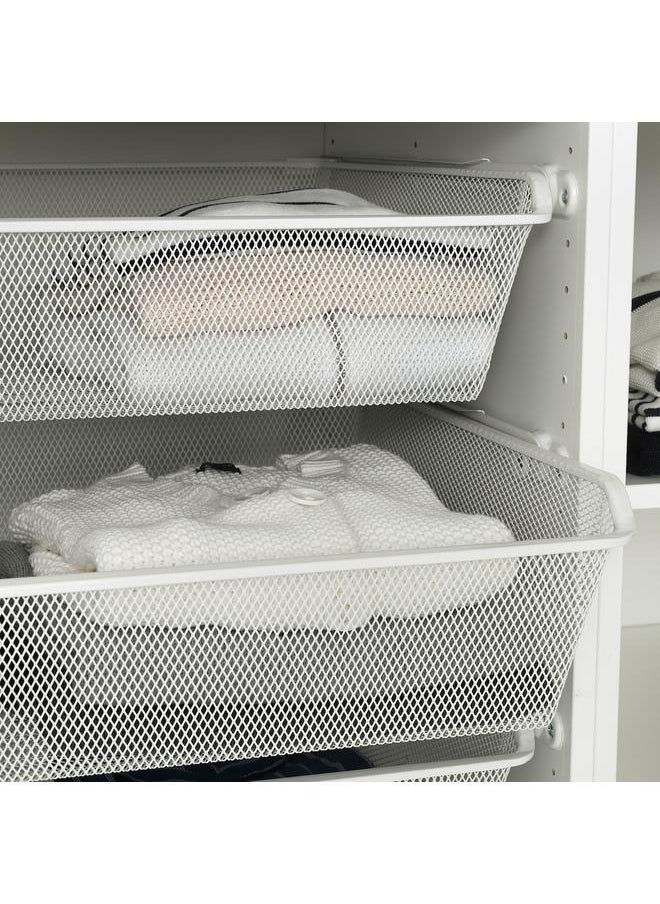Mesh basket with pull-out rail, white, 100x58 cm
