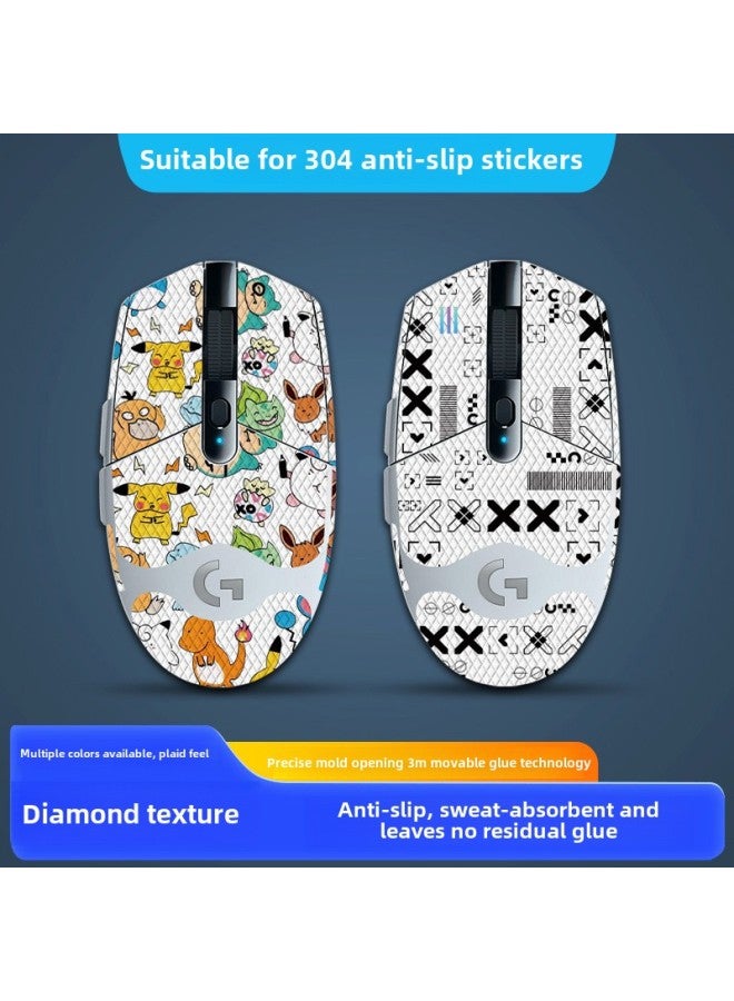 Applicable Logitech G304 Sticker Mouse Anti-slip Sticker All-inclusive Film Anti-scratch Sweat Protection Back Sticker-Color:G304-SY-047 Geng Ghost/Black Diamond-Full Package - Image 2