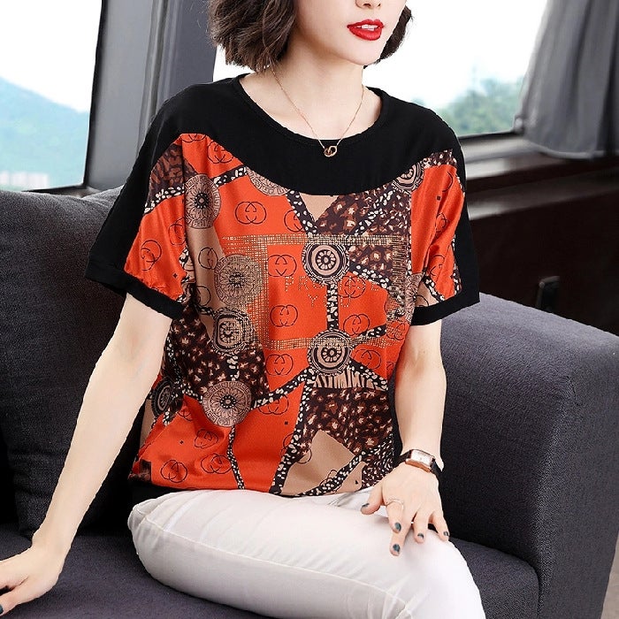 Short-Sleeved T-Shirt Women'S Summer 2021 New Large Size Stylisch Middle-Aged Mother'S T-Shirt Loose Belly Covering Clothes Trendy - Image 1