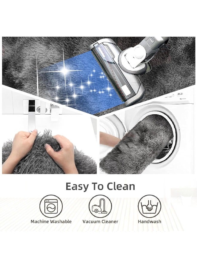 HQ-GAMING Microfiber Bathroom Rug Set 3 Piece Super Soft Absorbent Non-Slip Bath Mat Contour Mat Toilet Lid Cover Rubber Backing Grey for Home Bathroom Use - Image 5