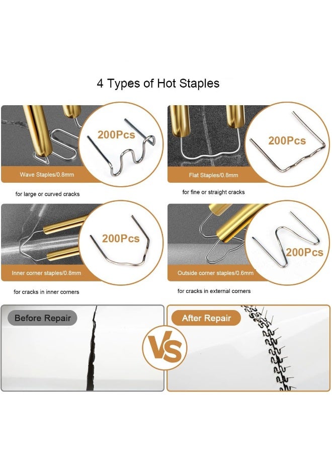 Plastic Welder 100W Hot Stapler Car Bumper Repair Kit with 4 Types 800pcs Staples, Welding Machine Fast Heating Handy Plastic Welding Repairing Garage Tool for Car Dashboard Fender Kayak Crack Repairs - Image 3