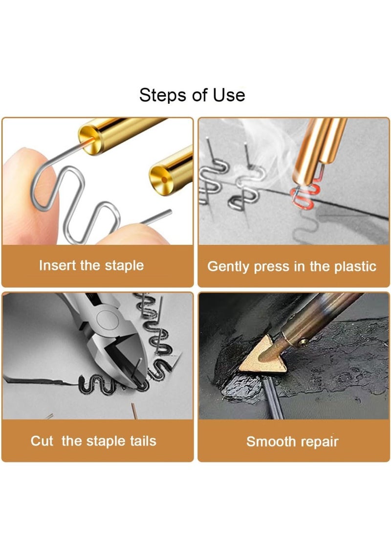 Plastic Welder 100W Hot Stapler Car Bumper Repair Kit with 4 Types 800pcs Staples, Welding Machine Fast Heating Handy Plastic Welding Repairing Garage Tool for Car Dashboard Fender Kayak Crack Repairs - Image 2