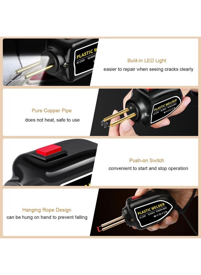 Plastic Welder 100W Hot Stapler Car Bumper Repair Kit with 4 Types 800pcs Staples, Welding Machine Fast Heating Handy Plastic Welding Repairing Garage Tool for Car Dashboard Fender Kayak Crack Repairs - Image 5