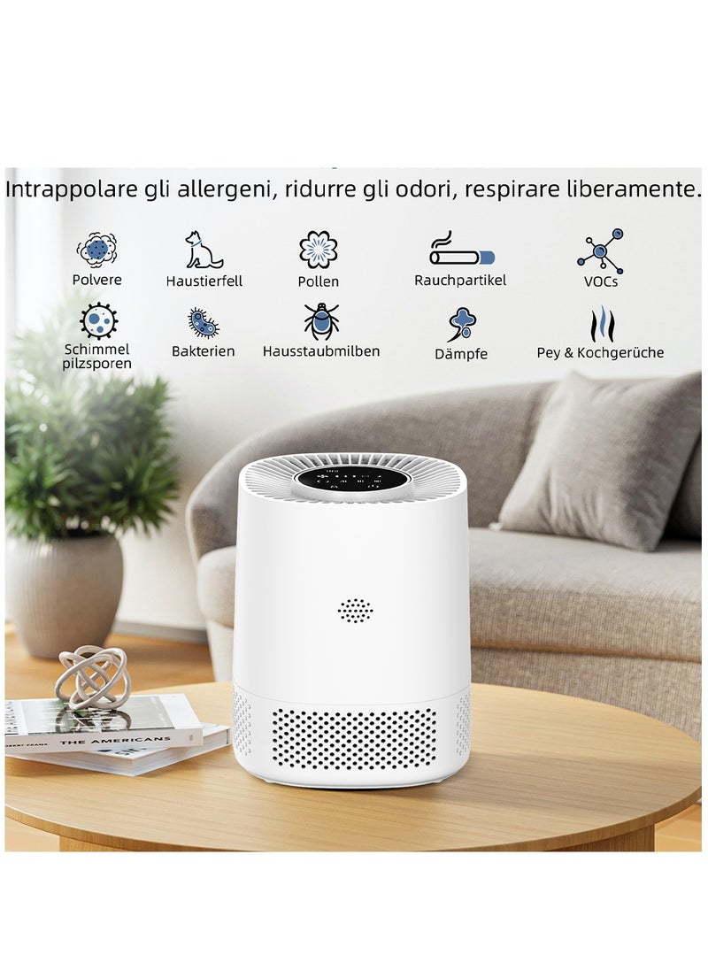 Mini Touch Wifi Smart Air Purifier Silent Display Rechargeable Portable Suitable for Cars Home and Office , Three-speed Adjustment , PM 2.5 Purifier