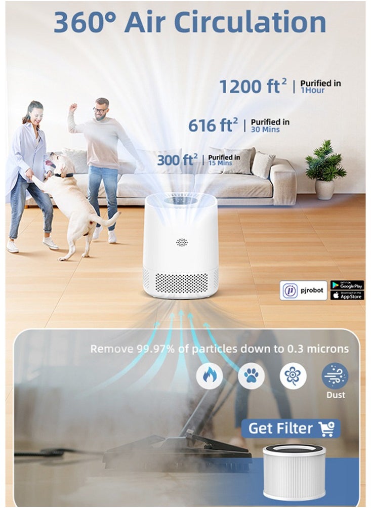 Mini Touch Wifi Smart Air Purifier Silent Display Rechargeable Portable Suitable for Cars Home and Office , Three-speed Adjustment , PM 2.5 Purifier