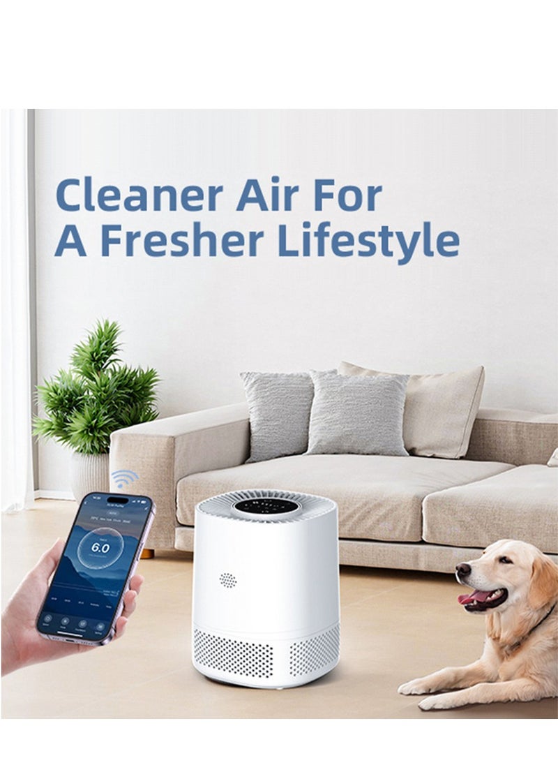 Mini Touch Wifi Smart Air Purifier Silent Display Rechargeable Portable Suitable for Cars Home and Office , Three-speed Adjustment , PM 2.5 Purifier