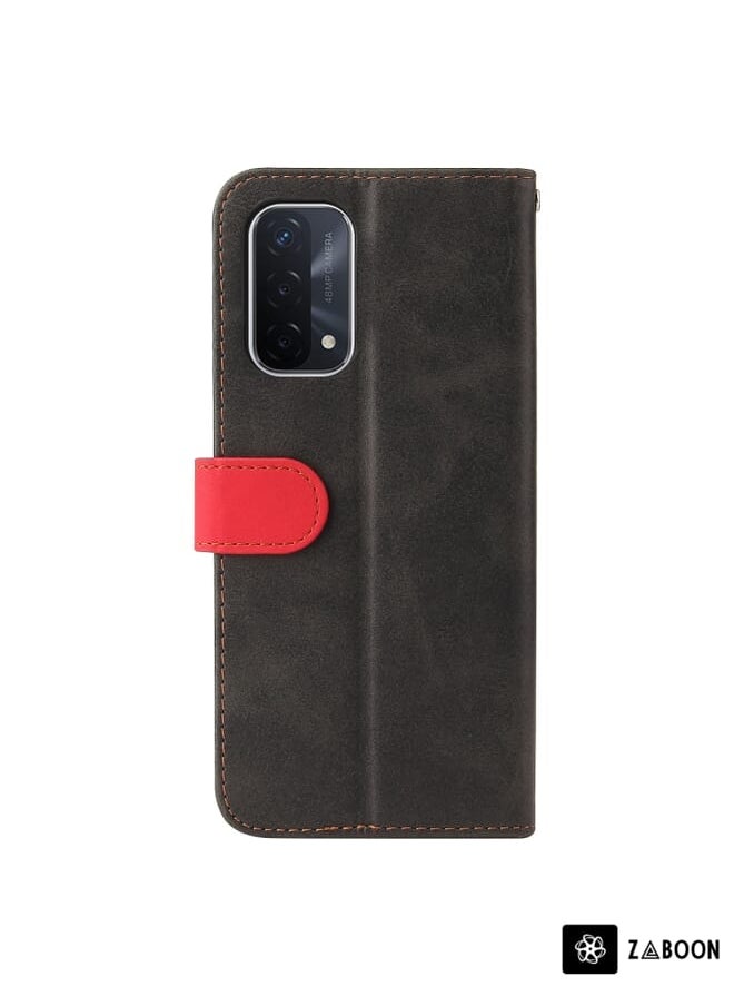 Green Tiger - For OPPO A93 5G CN Version/A74 5G/A54 5G Business Stitching-Color Horizontal Flip PU Leather Case with Holder & Card Slots & Photo Frame & Lanyard(Red) - Image 1
