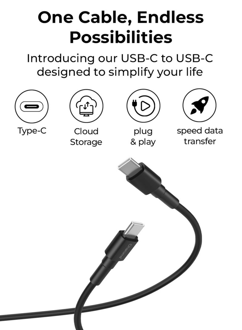 Charome كابل USB-C إلى USB-C الممتاز: شحن سريع، نقل بيانات عالي السرعة، طول 1 متر، حماية أثناء الشحن، مزامنة البيانات، وتصميم متين مقاوم للانحناء - Image 5