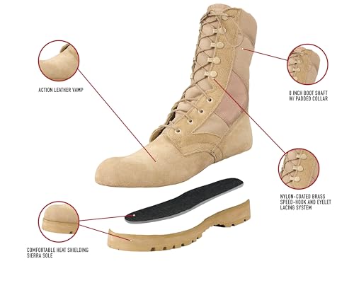 Rothco Sierra Sole Tactical Boots – 8 Inch – Sturdy and Reliable Footwear for Any Adventure – Desert Tan – Regular – 7 - Image 2