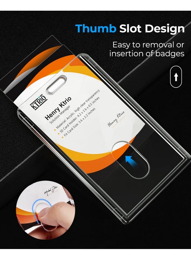 KTRIO 2 Pack Heavy Duty 2Card Badge Holder Clear Acrylic Id Card Holder With Easy Access Thumb Hole Hard Plastic Id Badge Holder For Student Nurse And Office Vertical - Image 4