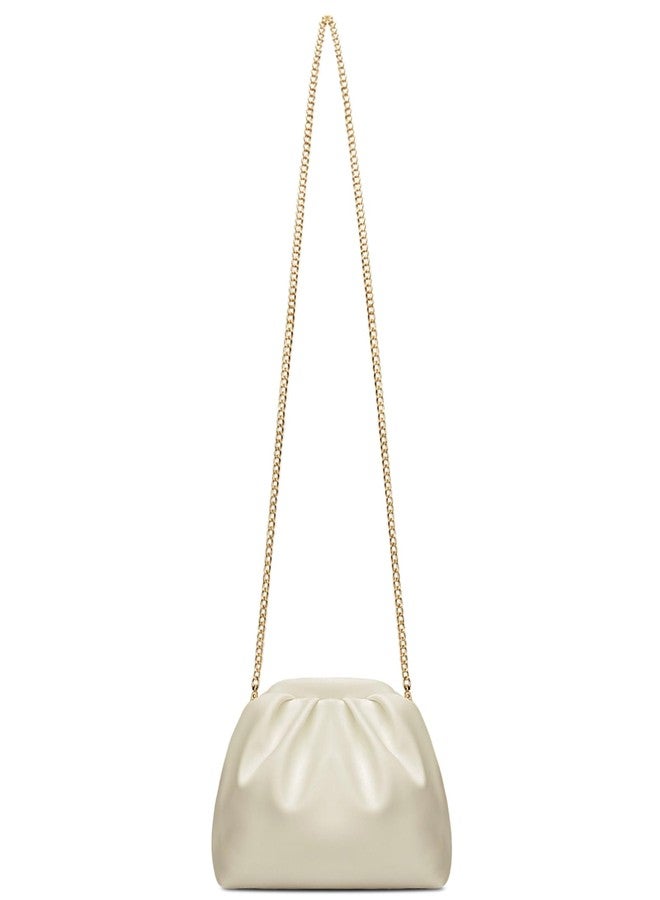 KKXIU Pleated Evening Handbag for Women Formal Clutch Purse with Removable Chain Strap Soft Wedding and Prom Bag Elegant Crossbody Clutch (Beige) - Image 4