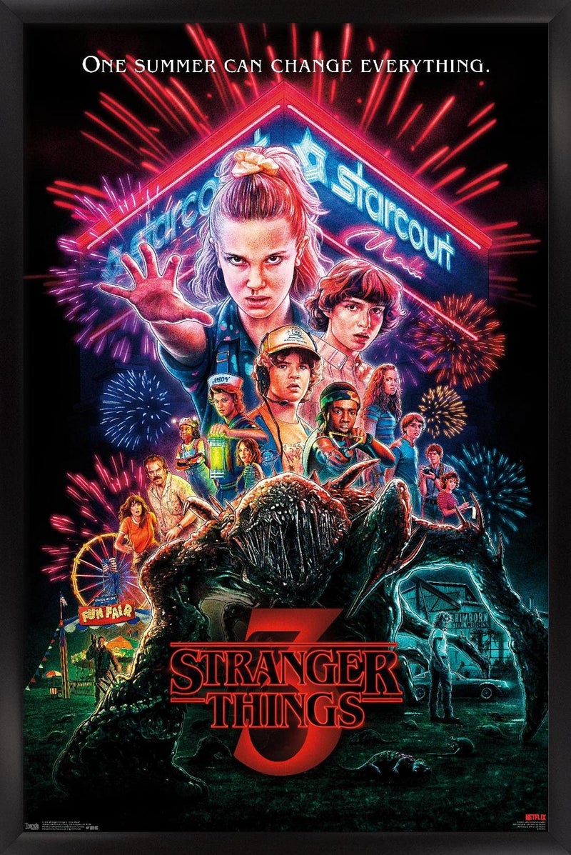 Trends International Netflix Stranger Things Season 3  One Sheet Wall Poster 22375 x 34 Black Framed Version