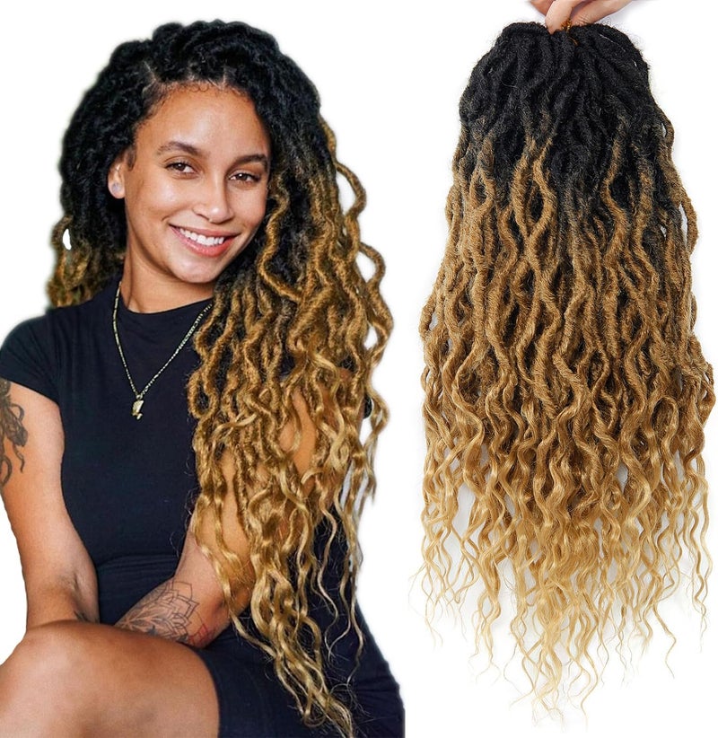 SuyiIRL Goddess Faux Locs Crochet Braid Hair Bohemian Locs 24 Inches Synthetic Dreads Ombre Braiding Hair Afro Dreadlock (24", 1b/27) - Image 1