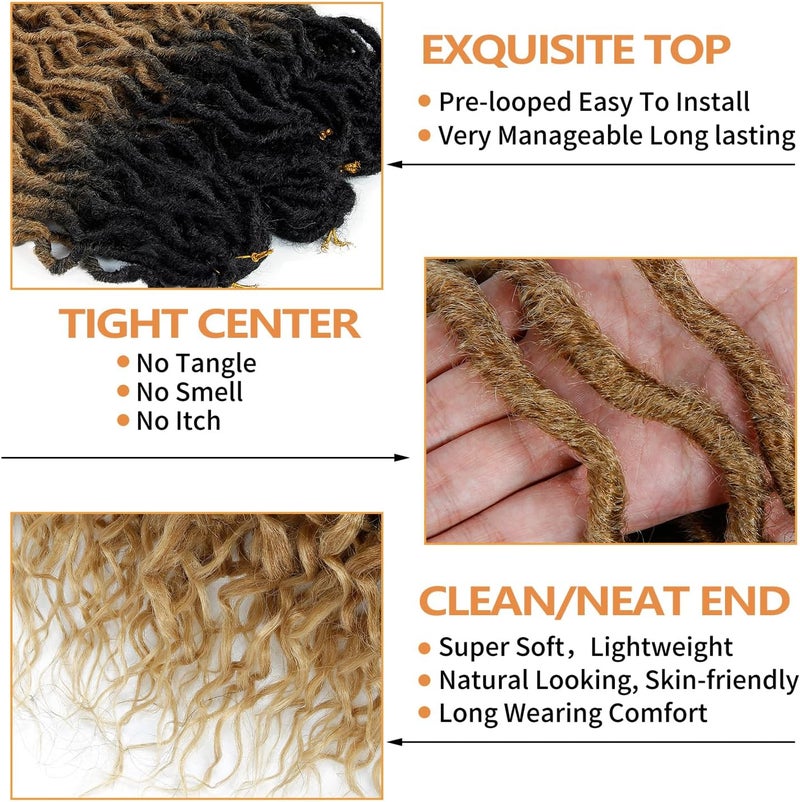 SuyiIRL Goddess Faux Locs Crochet Braid Hair Bohemian Locs 24 Inches Synthetic Dreads Ombre Braiding Hair Afro Dreadlock (24", 1b/27) - Image 3