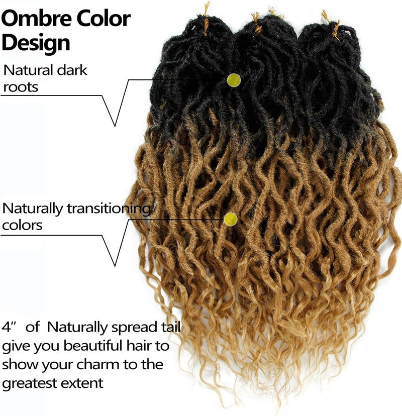 SuyiIRL Goddess Faux Locs Crochet Braid Hair Bohemian Locs 24 Inches Synthetic Dreads Ombre Braiding Hair Afro Dreadlock (24", 1b/27) - Image 2
