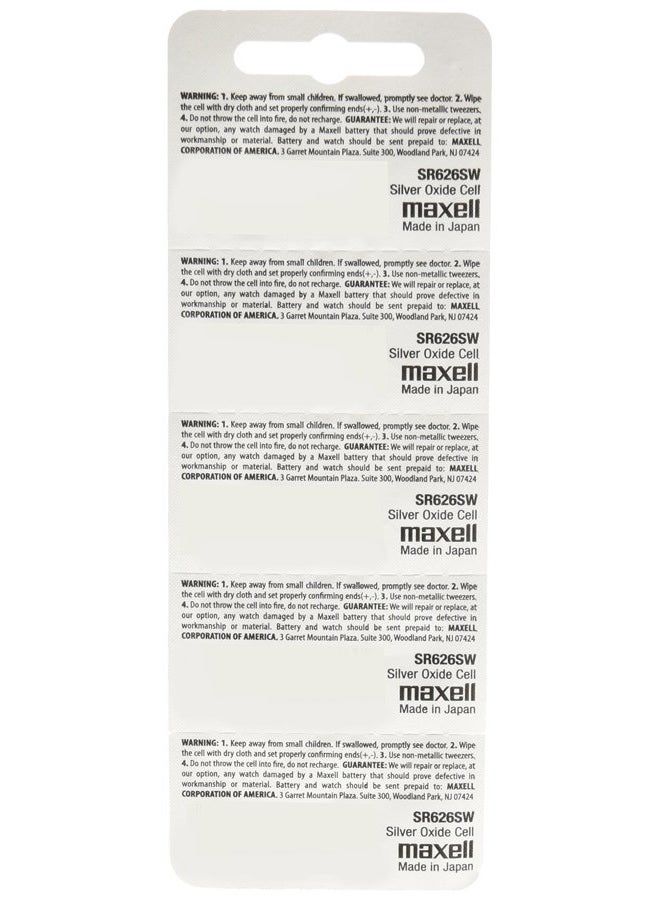 Maxell SR626SW 377 Silver Oxide Watch Battery 5 Pack - Image 2