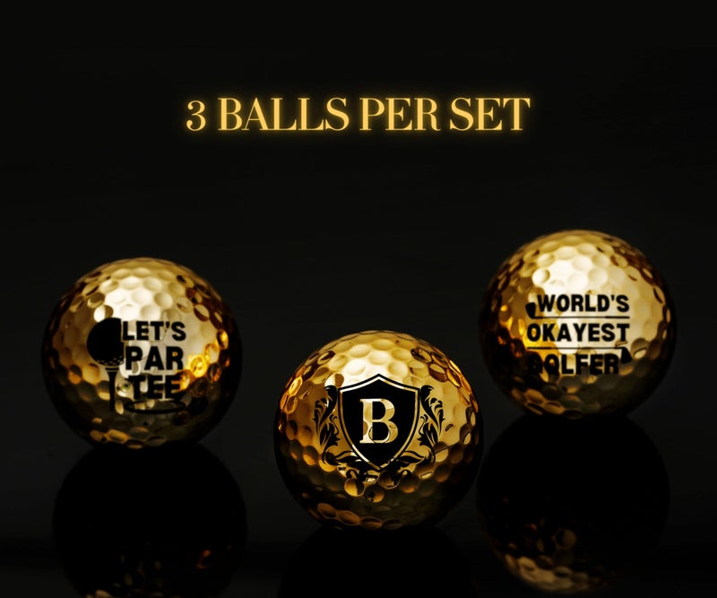 CybGene Gold Funny Golf Gifts for Men: Personalized Initial & Humorous Designs, 3-Piece Set - Image 3