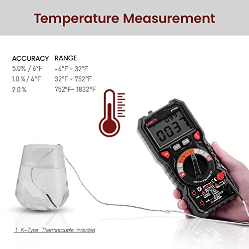 KAIWEETS HT118A Digital Multimeter TRMS 6000 Counts Ohmmeter Auto-Ranging Fast Accurately Measures Voltage Current Amp Resistance Diodes Continuity Duty-Cycle Capacitance Temperature (without battery) - Image 5