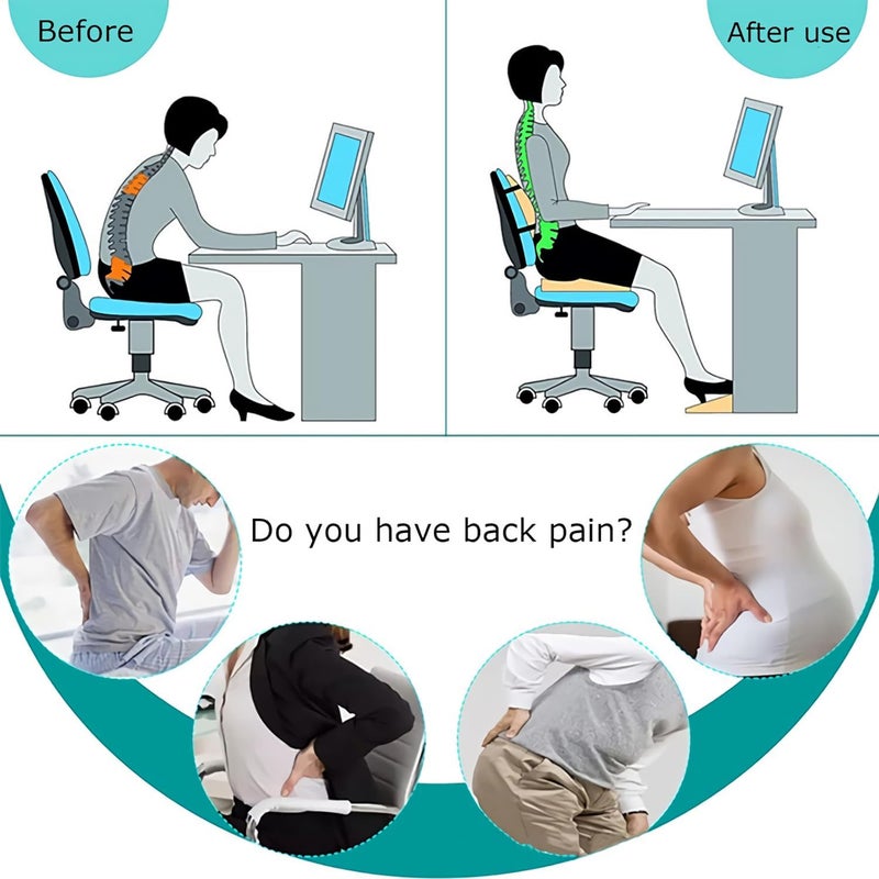 Lumbar Support Pillow for Car - Breathable Fabric Soft Memory Foam Cushion for Back Pain Relief - Image 4