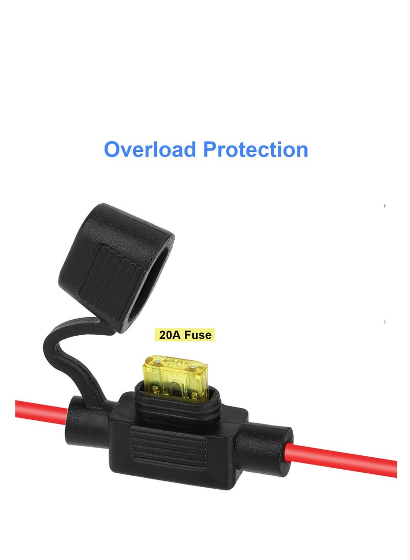 Zikra 24V 12V Cigarette Lighter Socket, 6.6FT 13AWG Female Cigarette Lighter Plug Extension Cord with 3PCS Blade Fuse, Waterproof 12 Volt Power Outlet Socket Replacement for Car Marine Motorcycle RV Truck - Image 4