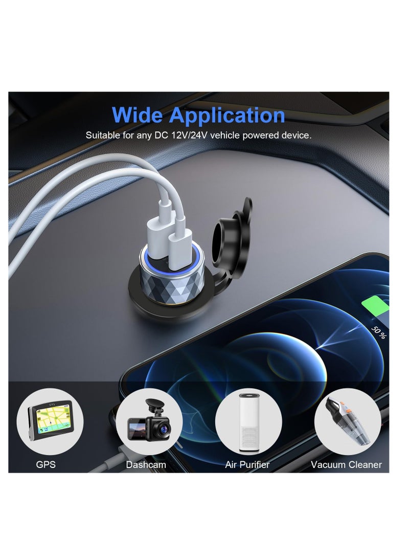 Zikra 24V 12V Cigarette Lighter Socket, 6.6FT 13AWG Female Cigarette Lighter Plug Extension Cord with 3PCS Blade Fuse, Waterproof 12 Volt Power Outlet Socket Replacement for Car Marine Motorcycle RV Truck - Image 5