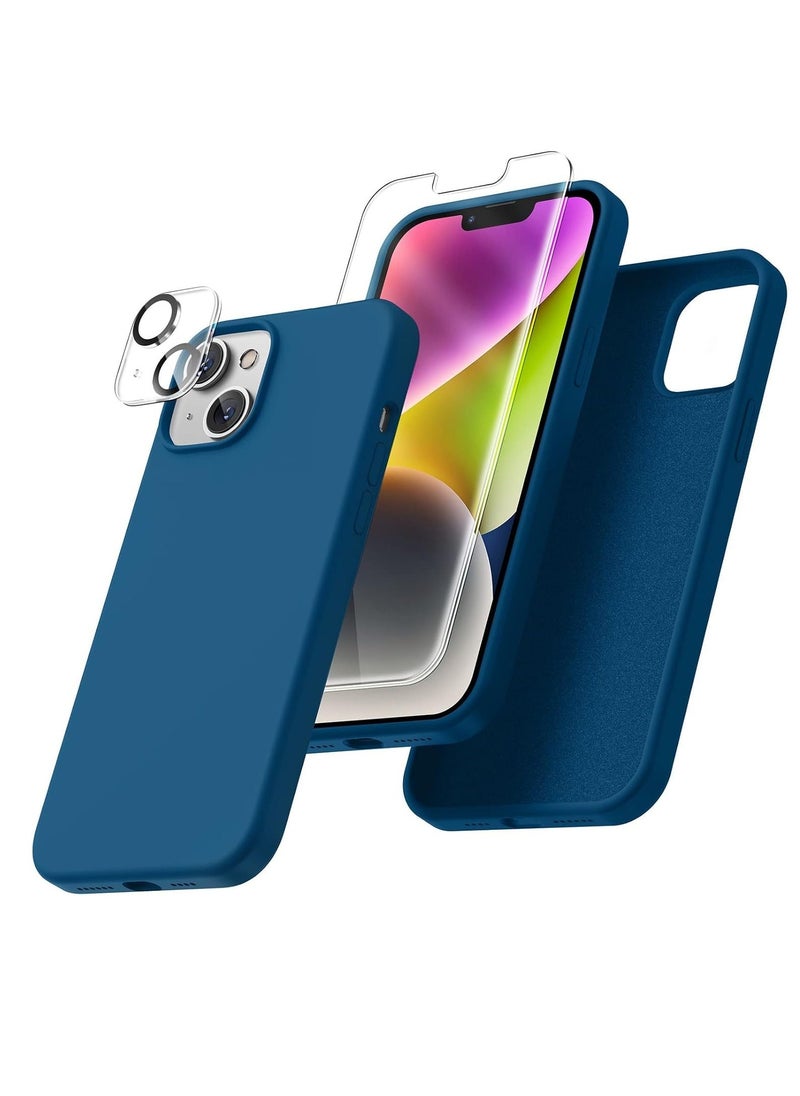 Raxoom iPhone 14 Plus Case, [5 in 1 with 2 Pack Screen Protector + 2 Pack Camera Lens Protector, Liquid Silicone [Full Body] Protection Shockproof [Drop Protection] 6.7 Inch (CosmosBlue) - Image 1