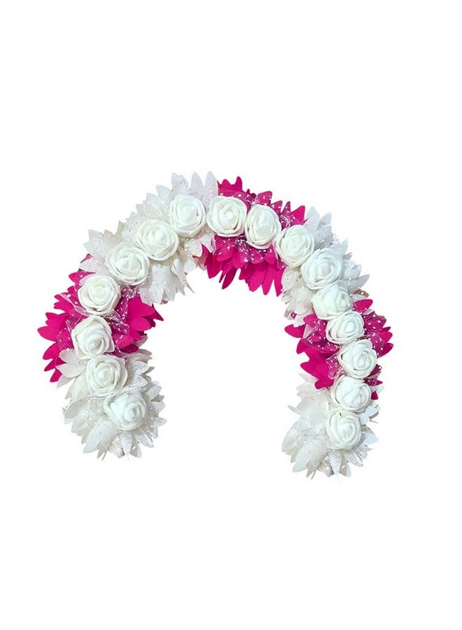 VIVIAN Pink Rose Tiara Gajra Hair Juda For Women Floral Hair Bun Accessories | Suitable for Traditional Indian Wedding/Marriage/Engagements (Pack of 1) - Image 5