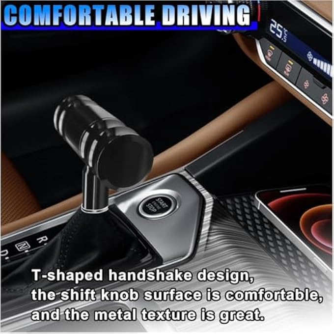 Unity Car Gear Shift Head Car Modification Aircraft Joystick Shift Knob Aluminum Alloy Gear Shifter THandle Shifter Lever Cool Shift Head Universal Accessories Fit for Most Manual CarsBlack - Image 2