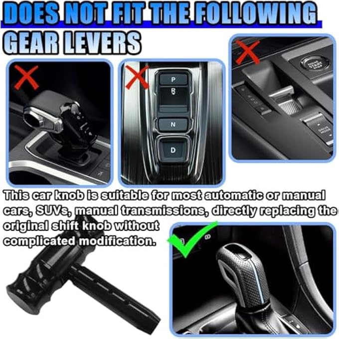 Unity Car Gear Shift Head Car Modification Aircraft Joystick Shift Knob Aluminum Alloy Gear Shifter THandle Shifter Lever Cool Shift Head Universal Accessories Fit for Most Manual CarsBlack - Image 5