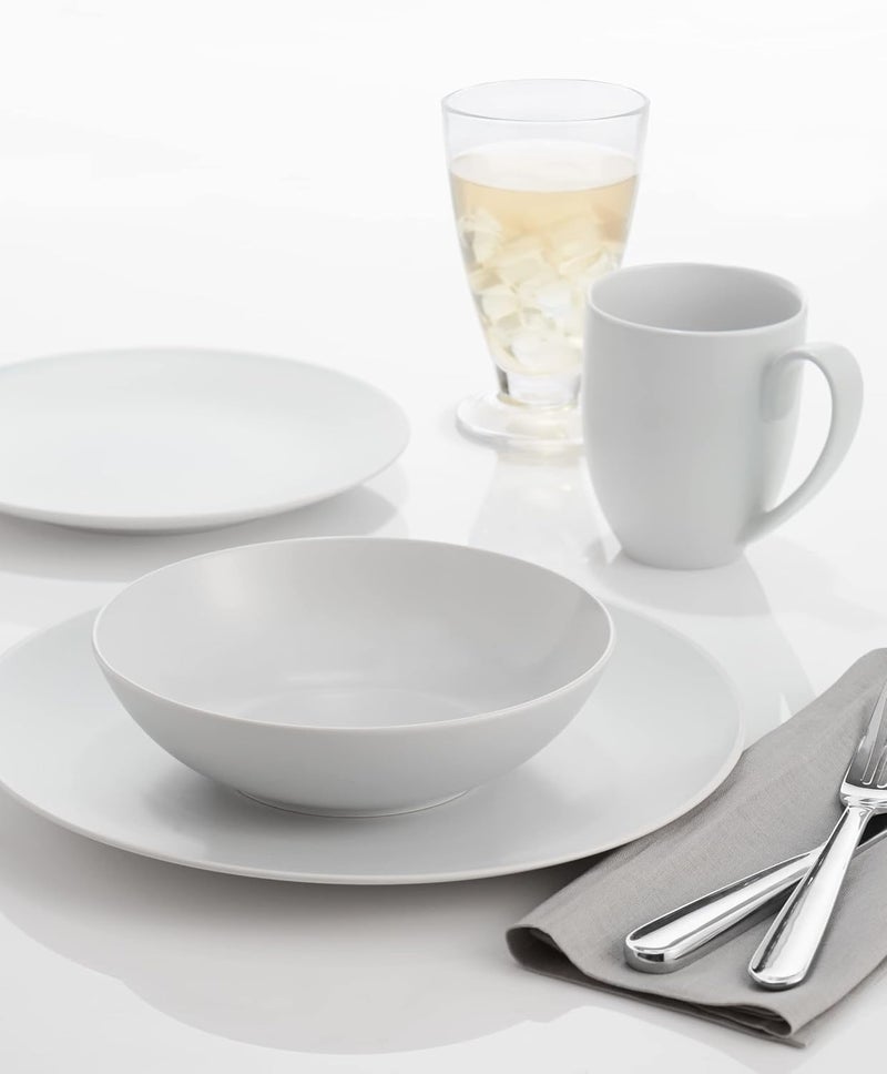 Nambe nambe POP 4Piece Dinnerware Set  Place Setting for 1  Stoneware Dishes  Includes Dinner Plate Salad Plate Coffee Mug and Soup Bowl  Dishwasher and Microwave Safe  Chalk White - Image 2