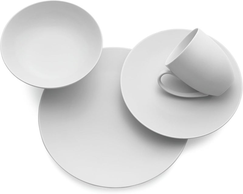 Nambe nambe POP 4Piece Dinnerware Set  Place Setting for 1  Stoneware Dishes  Includes Dinner Plate Salad Plate Coffee Mug and Soup Bowl  Dishwasher and Microwave Safe  Chalk White - Image 3