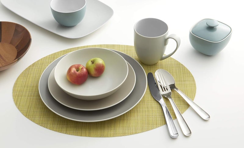 Nambe nambe POP 4Piece Dinnerware Set  Place Setting for 1  Stoneware Dishes  Includes Dinner Plate Salad Plate Coffee Mug and Soup Bowl  Dishwasher and Microwave Safe  Chalk White - Image 5