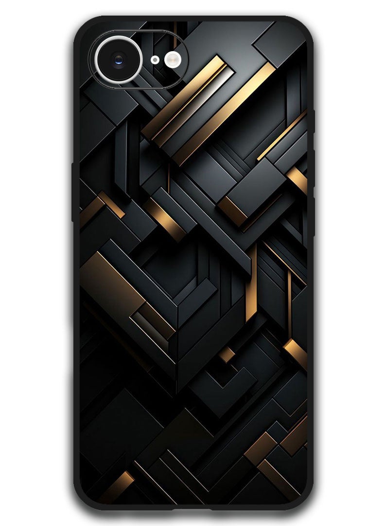 Theodor Case Compatible with Apple iPhone 17e / 16e 6.1 Inch Protection Shockproof Bumper Cover - Black Dourado - Image 1