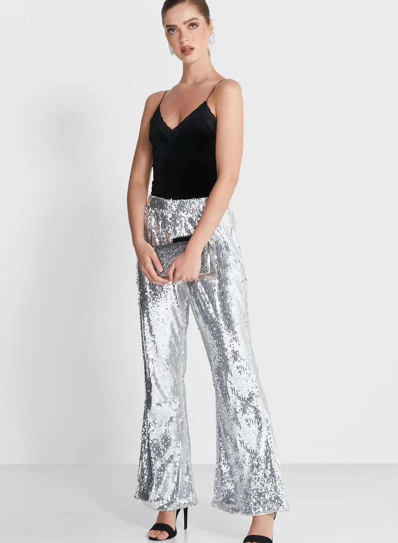 Amy Lynn Sequin Detail High Waist Pants