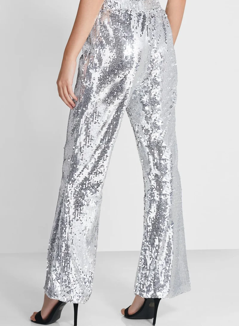 Amy Lynn Sequin Detail High Waist Pants