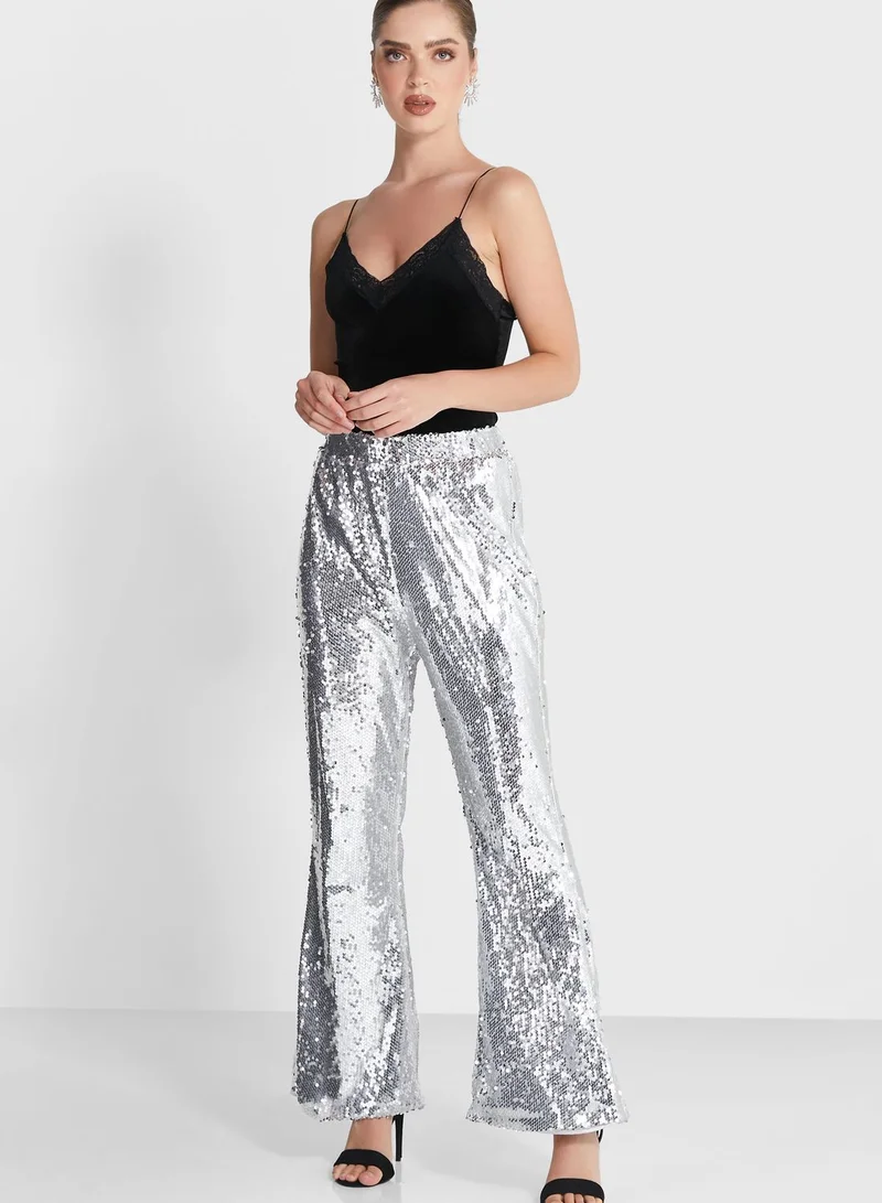 Amy Lynn Sequin Detail High Waist Pants