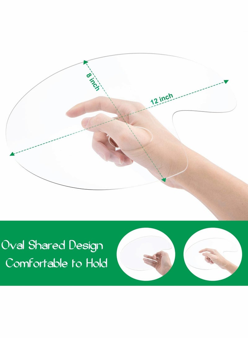 Paint Pallet, Large Acrylic Paint Palette, Big Size Acrylic Palette 12 X 8 Inches Oval, Easy Clean Transparent Non-Stick Painting Palette for Oil, Watercolor, Craft, DIY Art Painting - Image 3